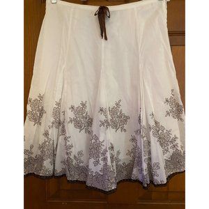 BCX Prairie Skirt Women Size 5 Juniors White‎ Lined Floral Cotton Church Clothes